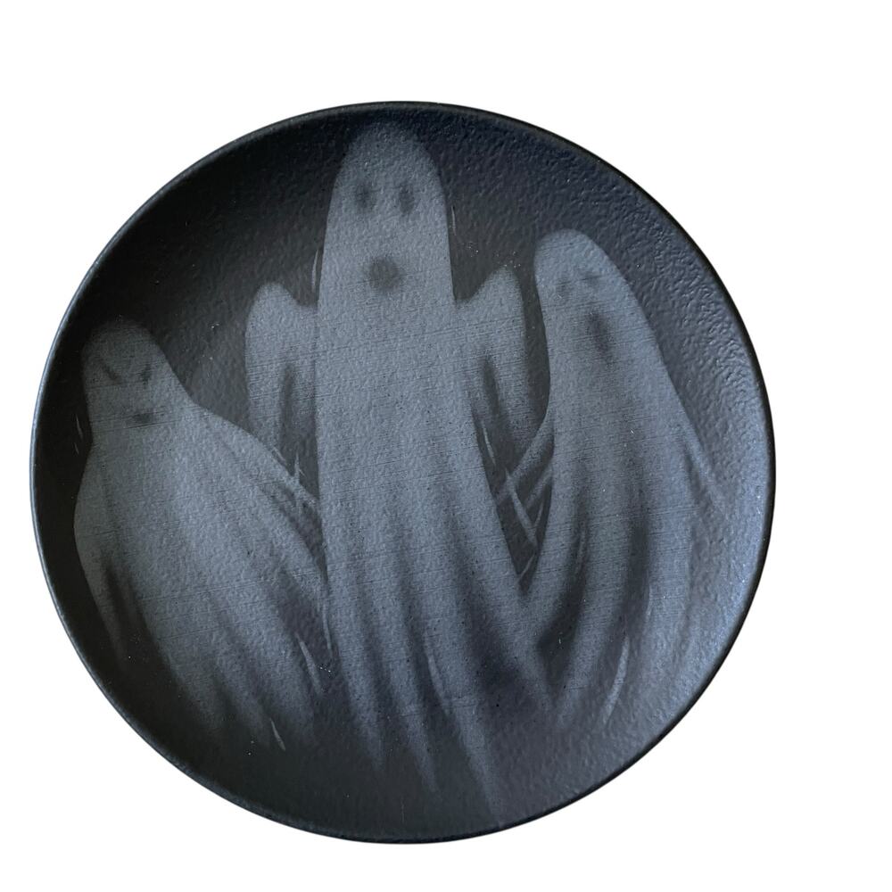 Grammercy Studio Halloween Ghost Salad Plates 8in Matte Black Set of 4 New